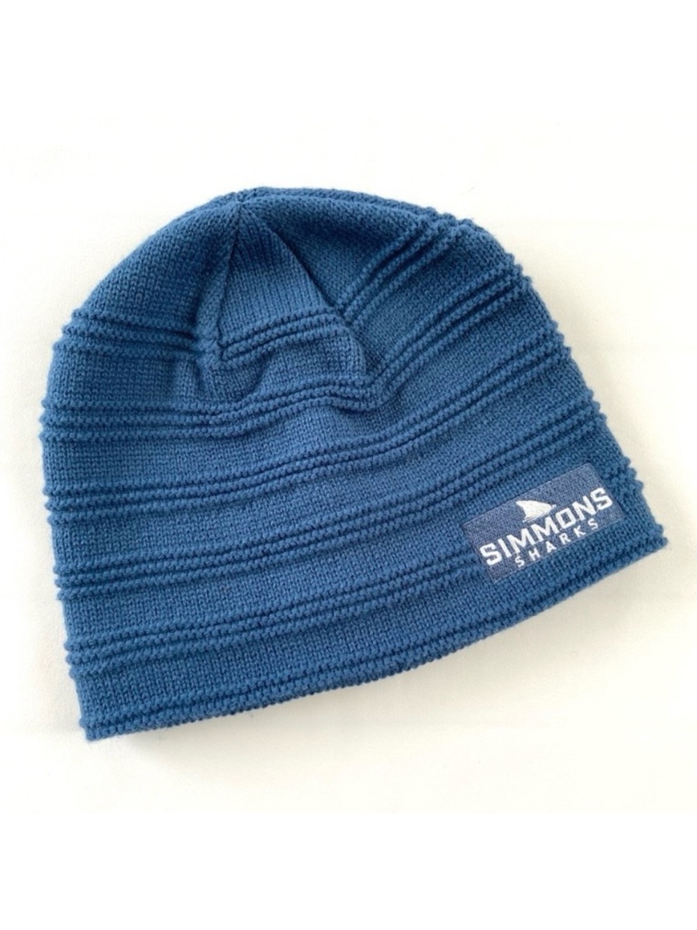 Screamer Simmons Sharks Blue Knit Beanie With Fleece Interior Earband
